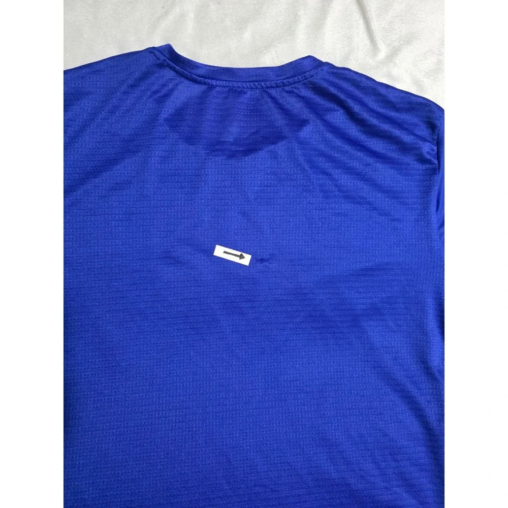 Adidas Mens Aeroready Running T-Shirt Blue Reflective 3-Stripes size Large